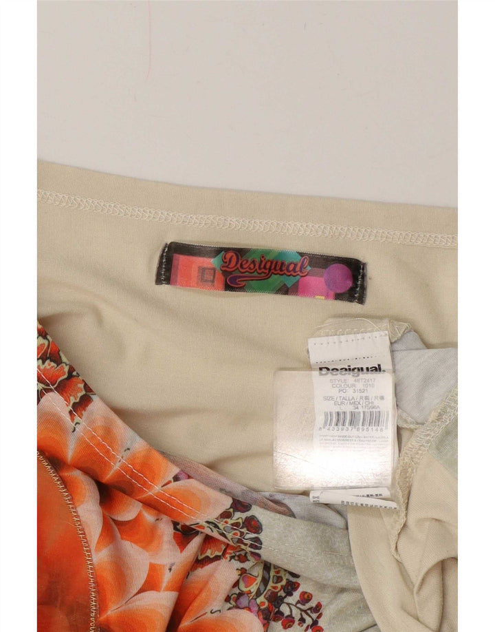 Desigual Camicetta oversize da donna Top UK 16 Grande poliestere floreale beige