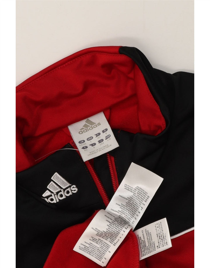 Giacca da tuta da uomo Adidas UK 44/46 Large Rosso Colourblock Poliestere