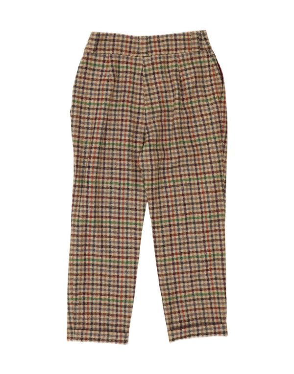 Pantaloni corti a vita alta da donna vintage W28 L24 a quadri multicolore