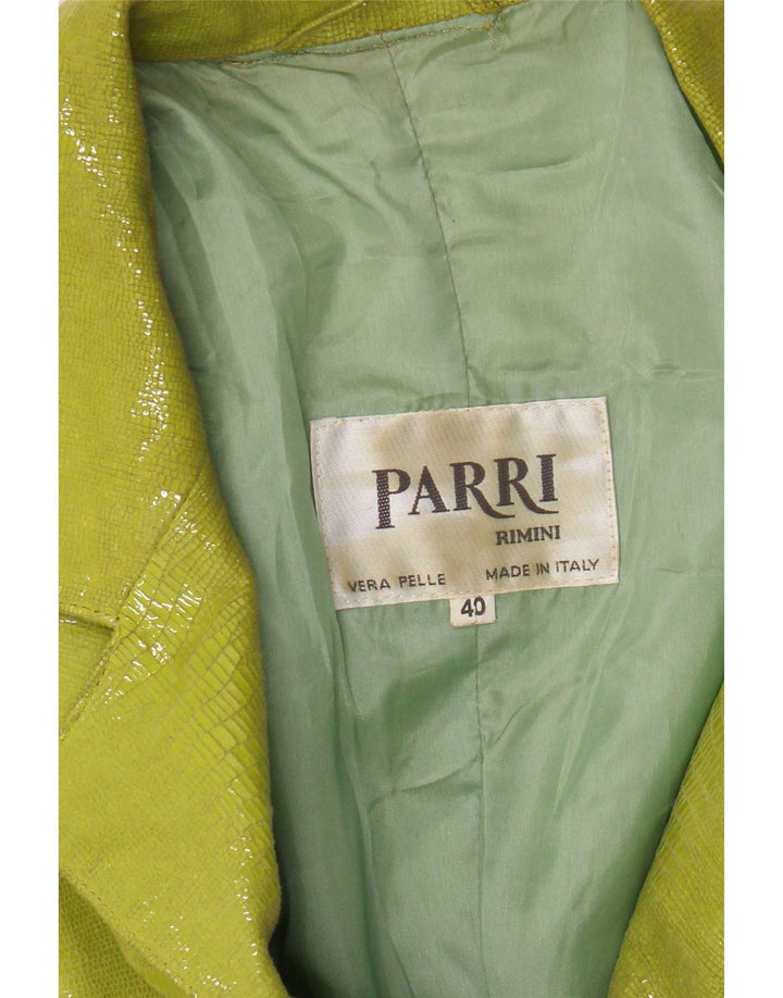 Giacca blazer vintage da donna a 3 bottoni IT 40 piccola stampa animalier verde