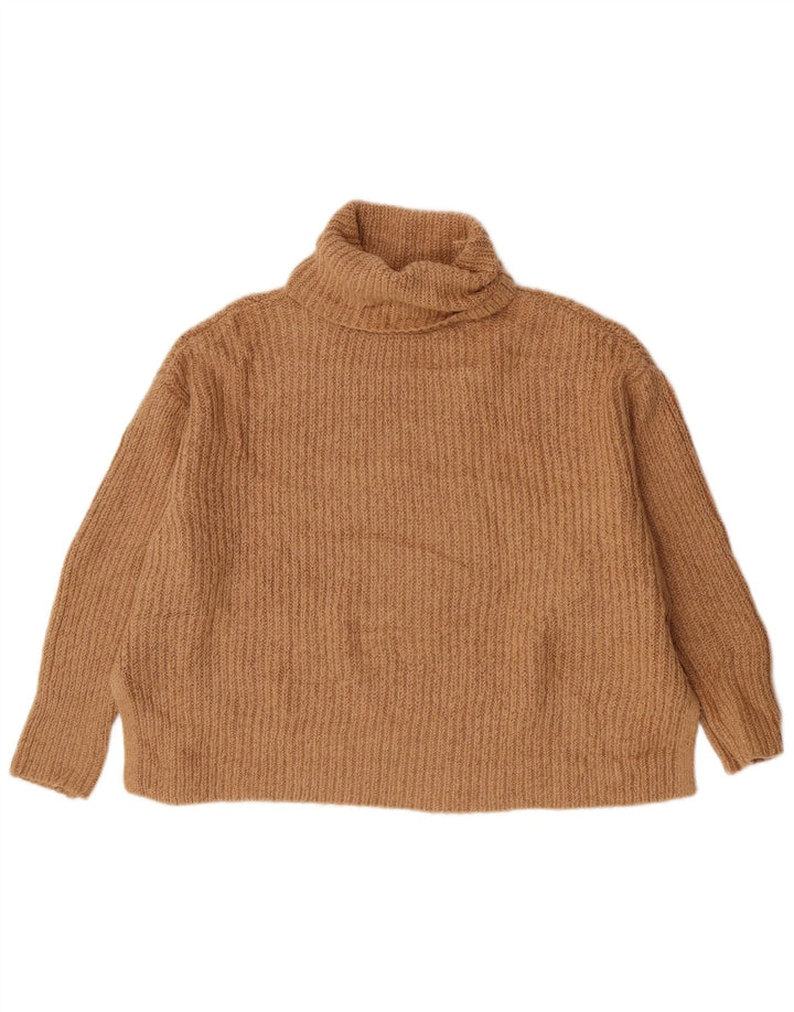 Maglione a collo alto oversize da donna Zara UK 10 piccolo acrilico beige