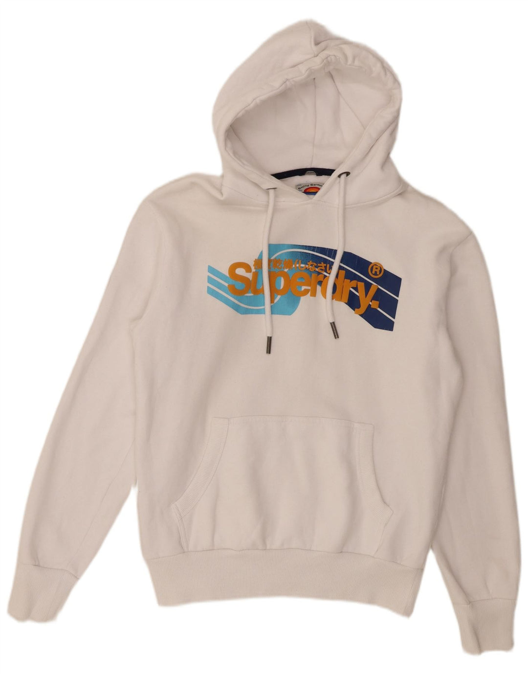 Maglione con cappuccio grafico da uomo Superdry grande in cotone bianco