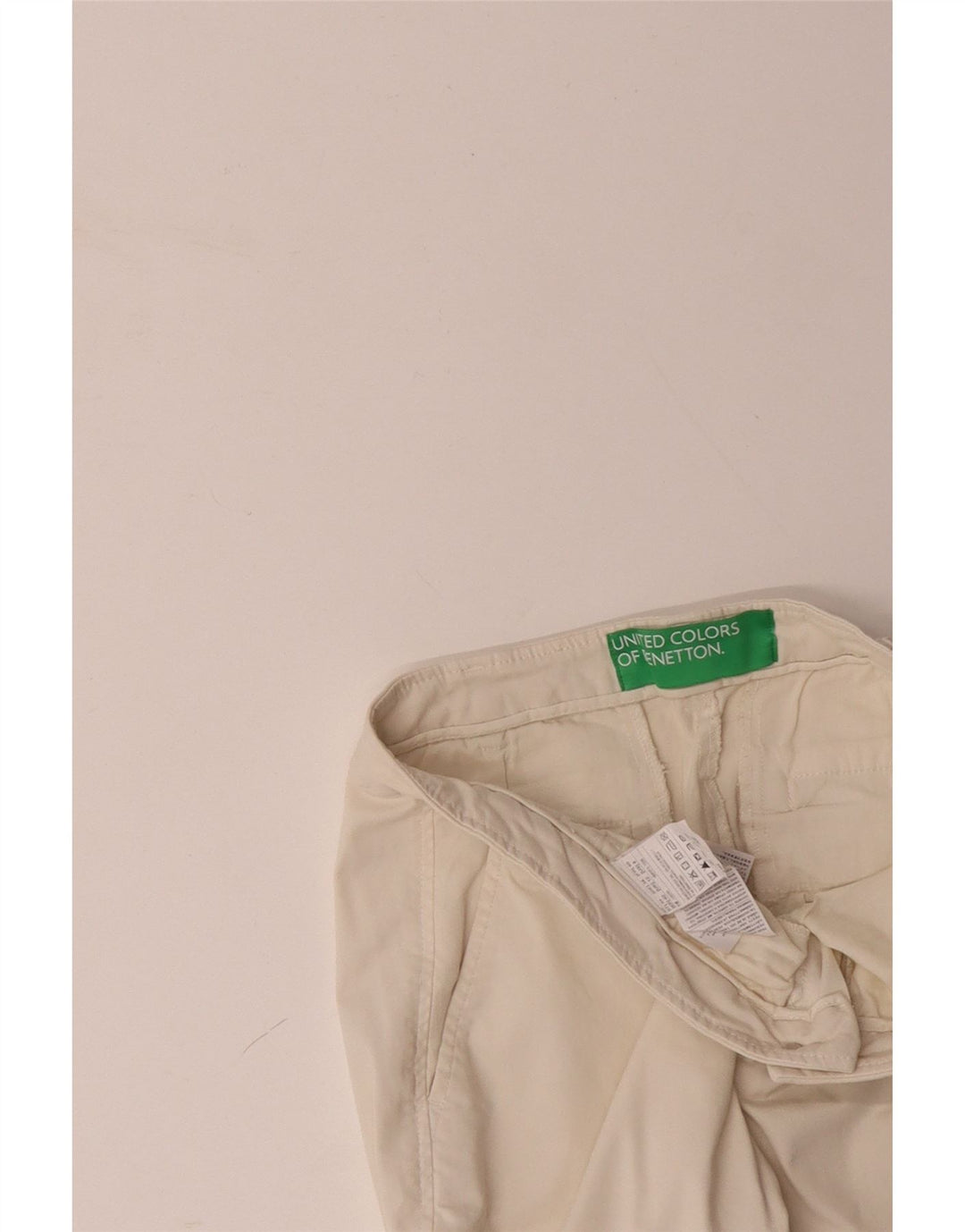 Pantaloni chino slim da donna BENETTON UK 12 medi W32 L28 cotone bianco sporco