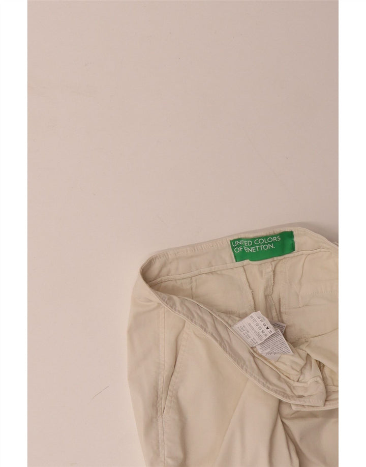 Pantaloni chino slim da donna BENETTON UK 12 medi W32 L28 cotone bianco sporco