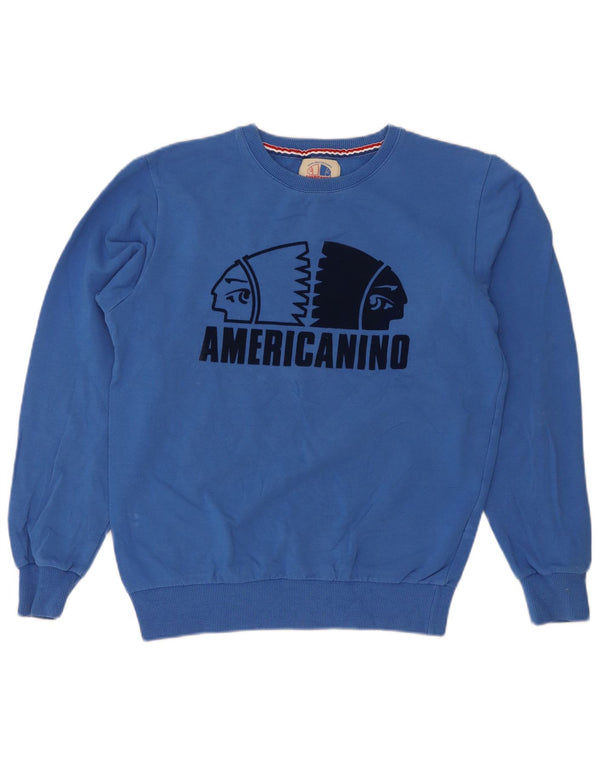 Felpa grafica per ragazzi Americanino 13-14 anni in cotone blu