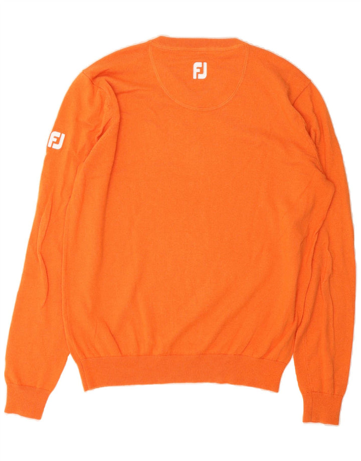 VINTAGE Mens V-Neck Jumper Sweater Large Orange Wool Vintage Vintage and Second-Hand Vintage from Messina Hembry 