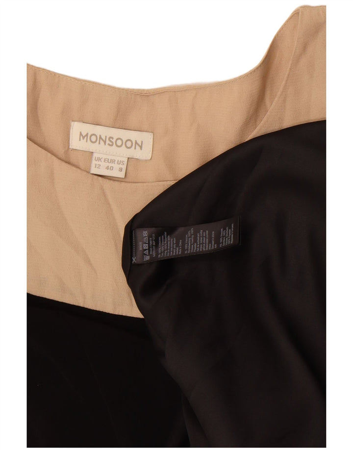 Abito a trapezio da donna Monsoon UK 12 Viscosa color block medio nero