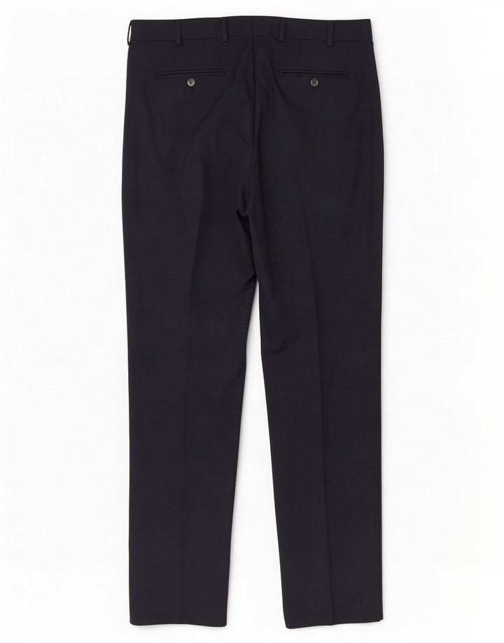 Pantaloni casual dritti da uomo Jaeger W36 L33 lana blu navy