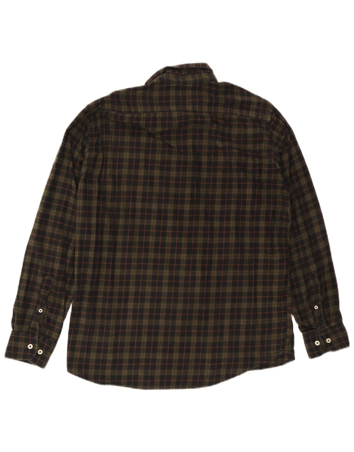 Camicia da uomo in flanella vestibilità regolare Carrera XL in cotone a quadri kaki