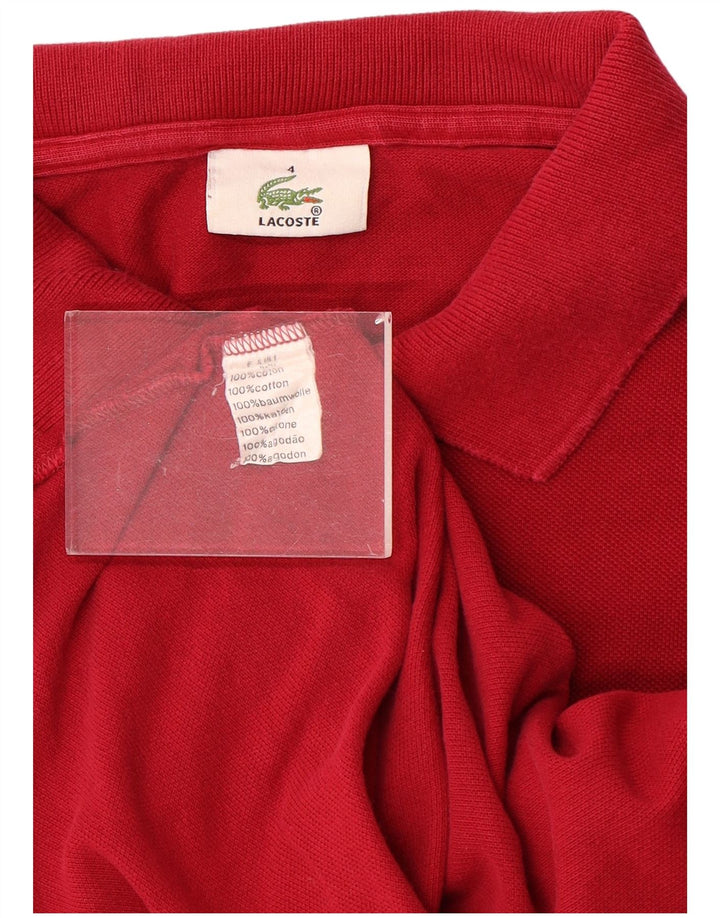 Polo da uomo a maniche lunghe Lacoste taglia 4, cotone rosso medio