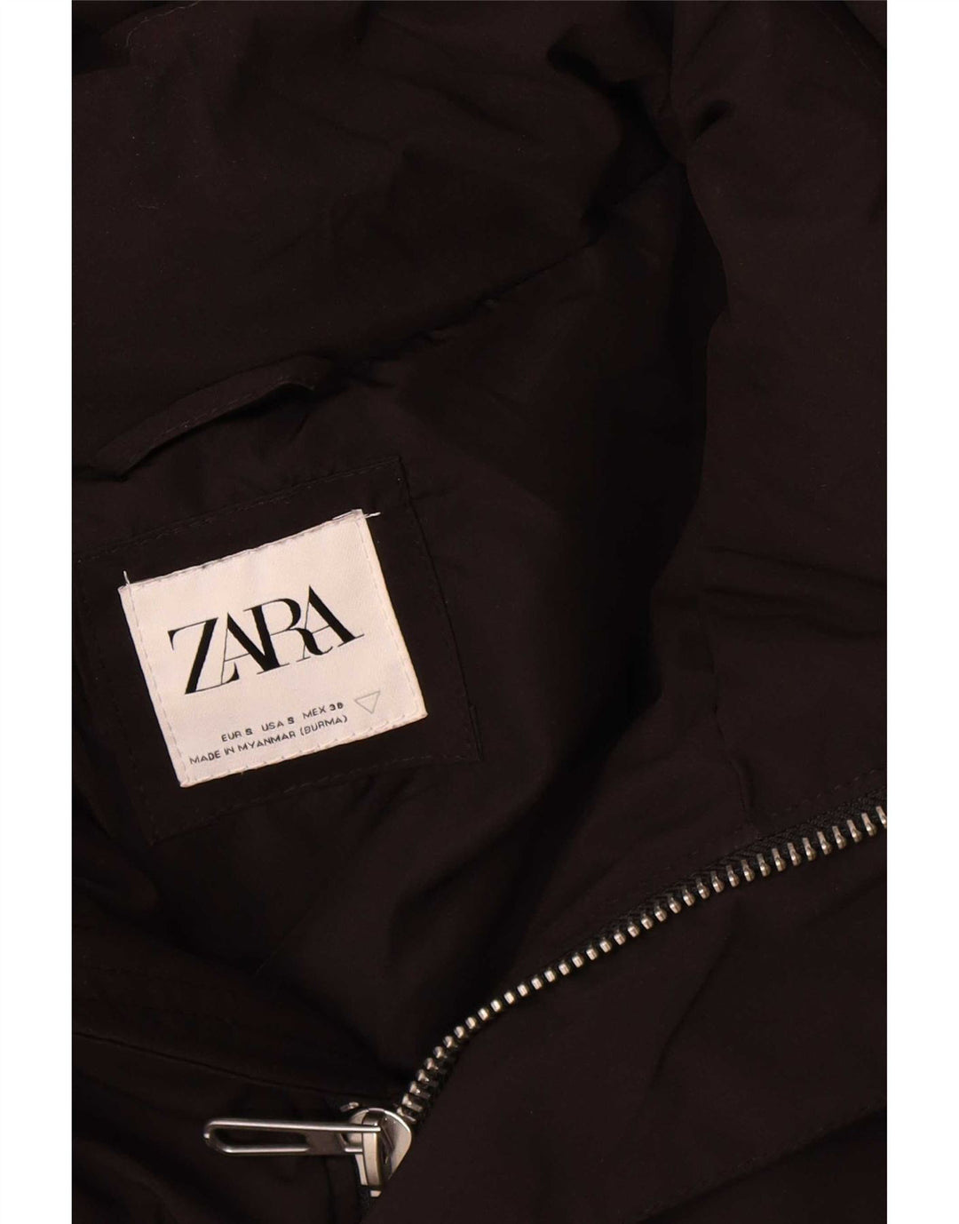 Giacca imbottita ampia con cappuccio da uomo Zara UK 36 piccola in poliestere nero