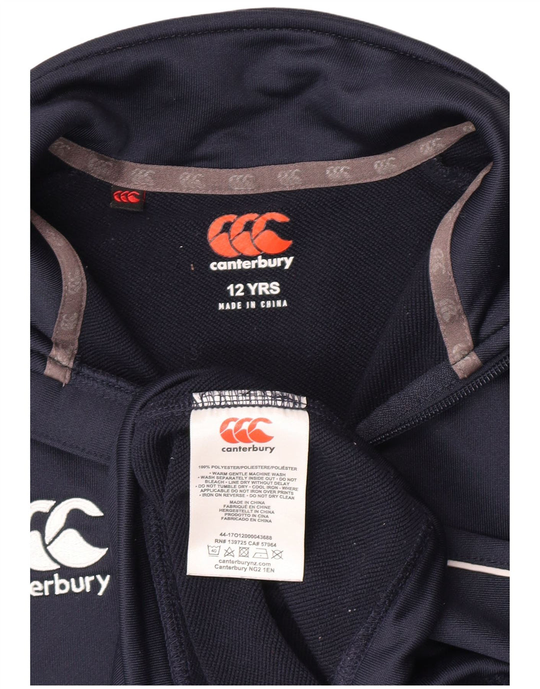 Felpa con collo con zip per ragazzi Canterbury, 11-12 anni, in poliestere blu navy