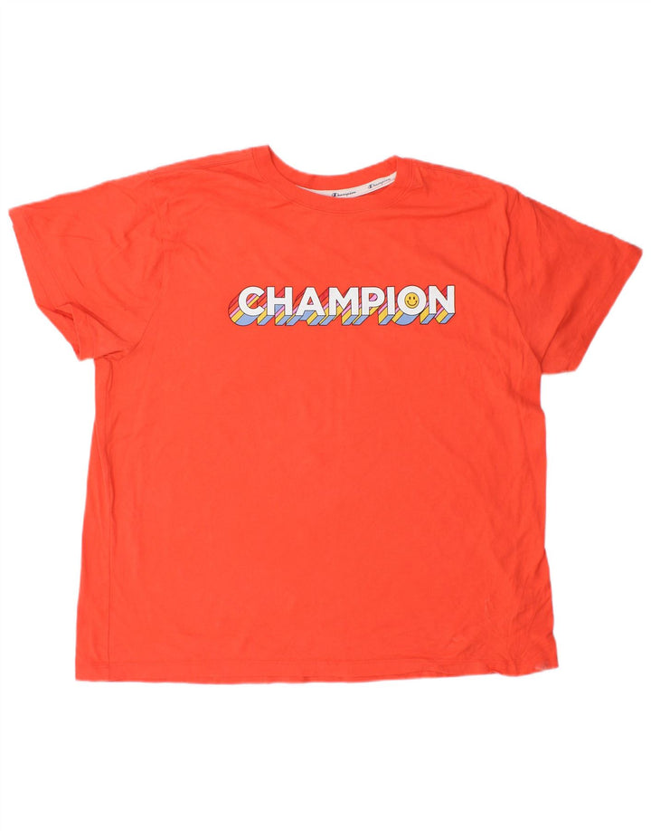 T-shirt grafica da donna CHAMPION Top UK 20 2XL Cotone arancione