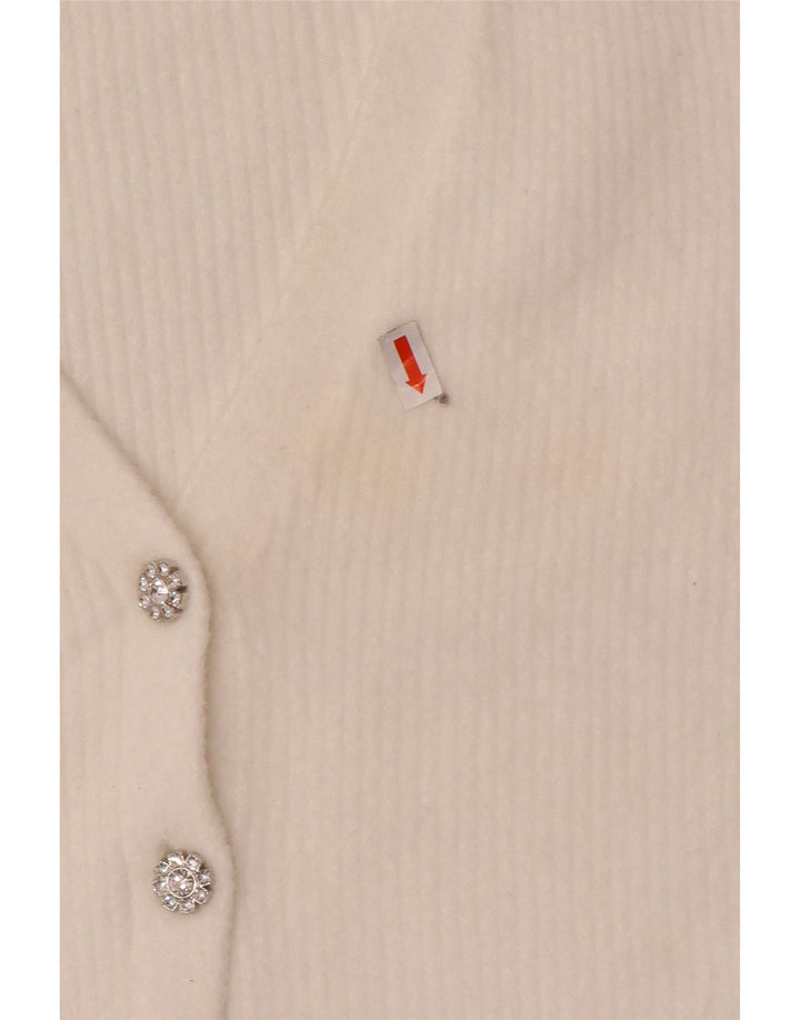 Maglione cardigan corto da donna Zara UK 12 nylon bianco medio