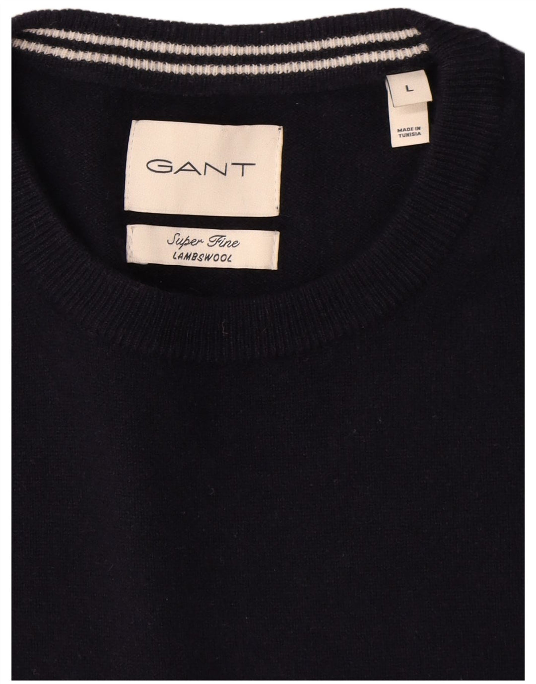 Gant Maglione da uomo girocollo maglione grande lana d'agnello blu navy