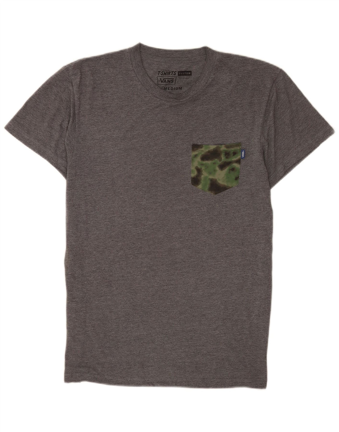 T-shirt da uomo su misura di Vans, top in cotone chiazzato grigio medio
