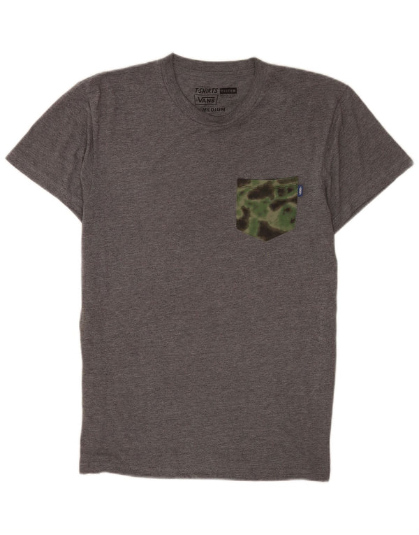 T-shirt da uomo su misura di Vans, top in cotone chiazzato grigio medio