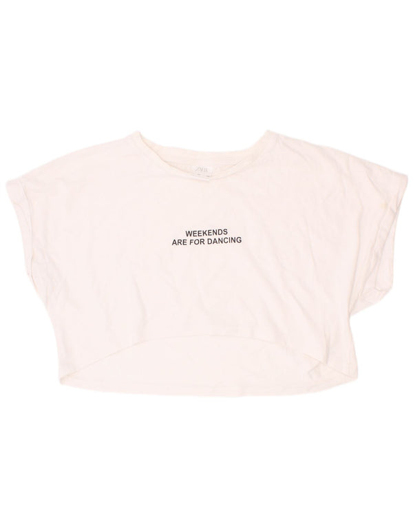 T-shirt corta con grafica Zara per ragazze 9-10 anni Bianca