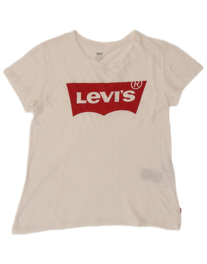 T-shirt grafica da donna LEVI'S Top UK 12 cotone bianco medio