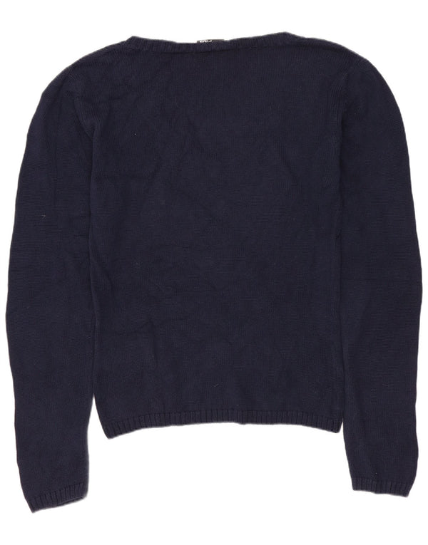 Maglione maglione con scollo a V da donna Fila UK 14 cotone blu navy medio