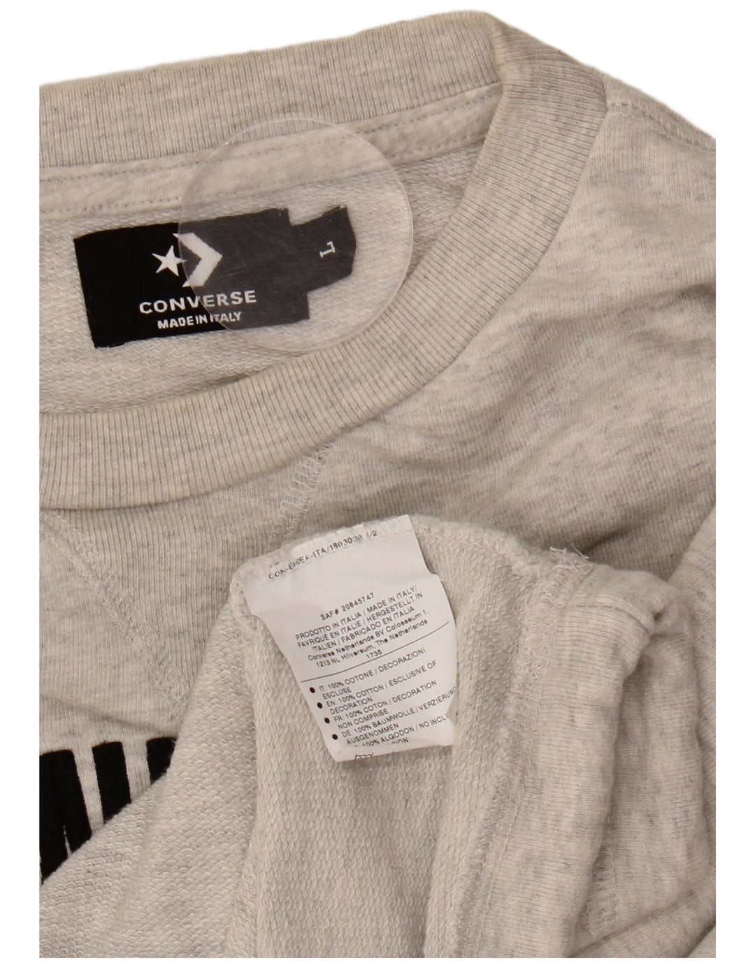 CONVERSE Felpa con grafica corta da donna UK 16 Grande cotone grigio