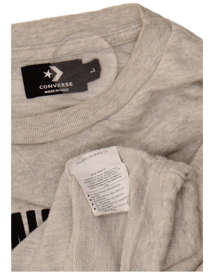 CONVERSE Felpa con grafica corta da donna UK 16 Grande cotone grigio