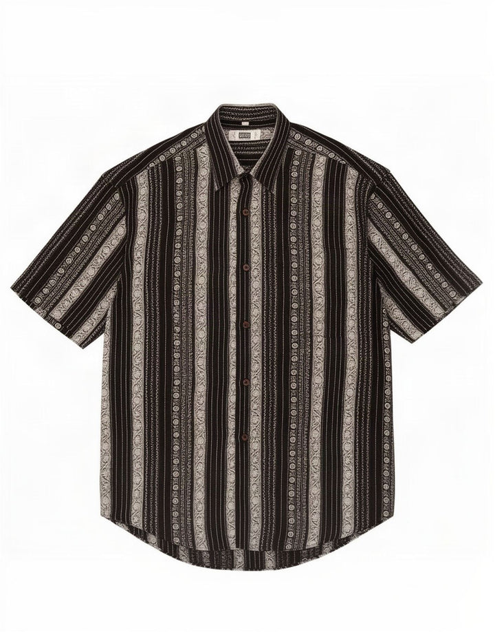 Camicia vintage da uomo a maniche corte a righe nere grandi