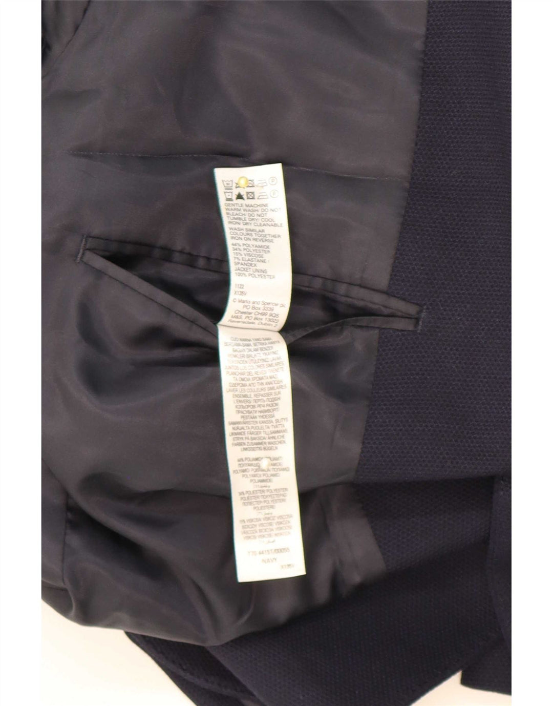 Giacca blazer a 2 bottoni da uomo Marks & Spencer UK 42 Large blu navy in poliammide