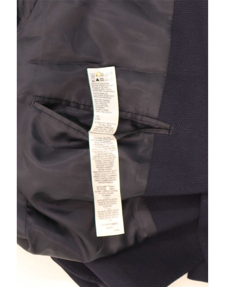 Giacca blazer a 2 bottoni da uomo Marks & Spencer UK 42 Large blu navy in poliammide