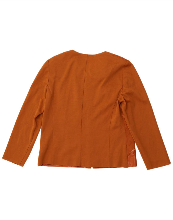 PIERRE CARDIN Maglione cardigan da donna UK 14 Lana patchwork marrone medio