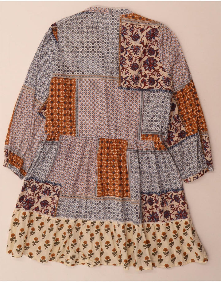 Abito a strati a maniche lunghe da donna Zara UK 10 Piccolo patchwork multicolore