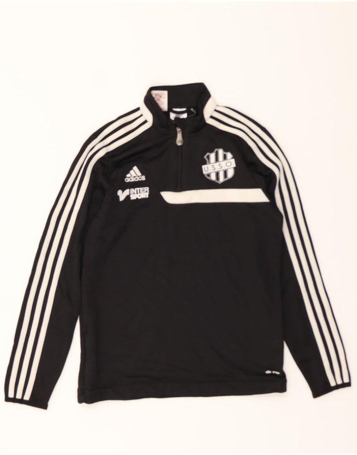 ADIDAS Boys Graphic Zip Neck Pullover Tracksuit Top 11-12 Years Black Vintage Adidas and Second-Hand Adidas from Messina Hembry 