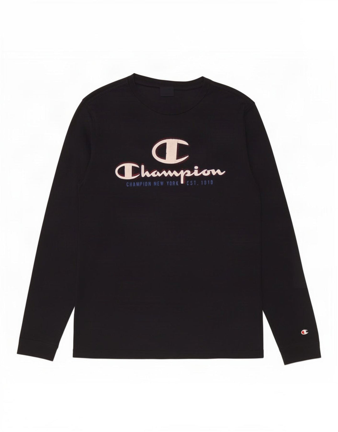 Champion Top grafico da uomo a maniche lunghe in cotone blu navy medio