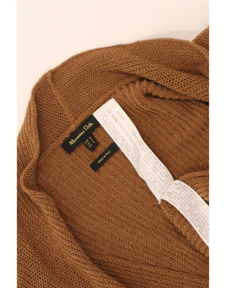 Massimo Dutti Maglione cardigan lungo da donna UK 14 Poliestere marrone medio