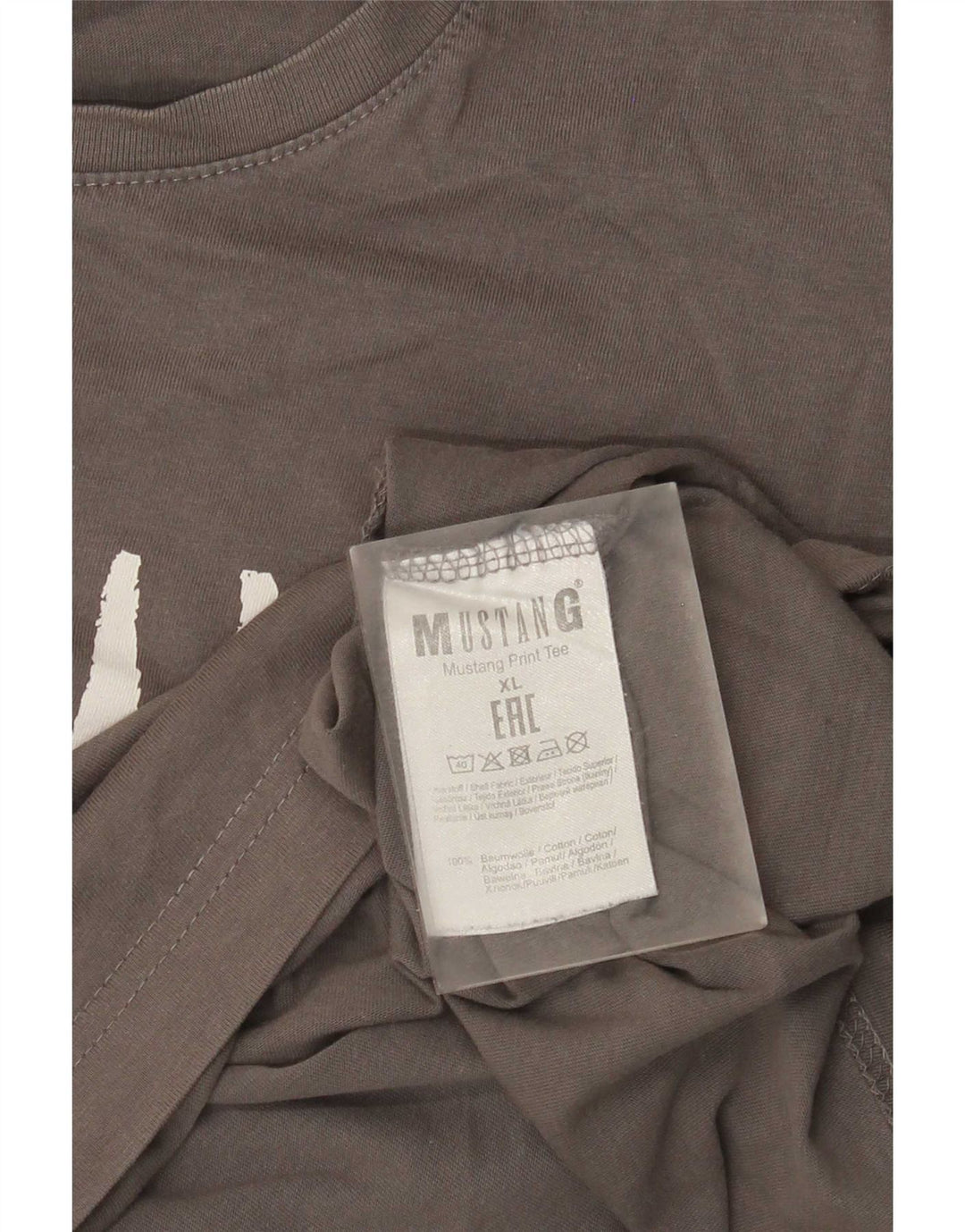 T-shirt grafica da uomo Mustang Top XL in cotone grigio