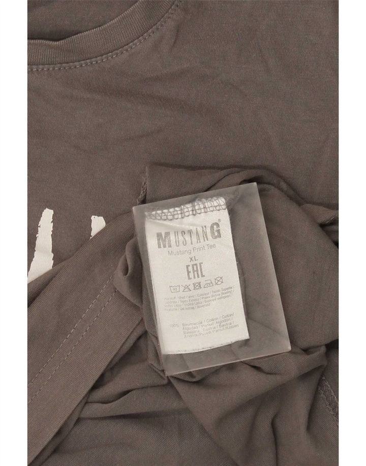 T-shirt grafica da uomo Mustang Top XL in cotone grigio