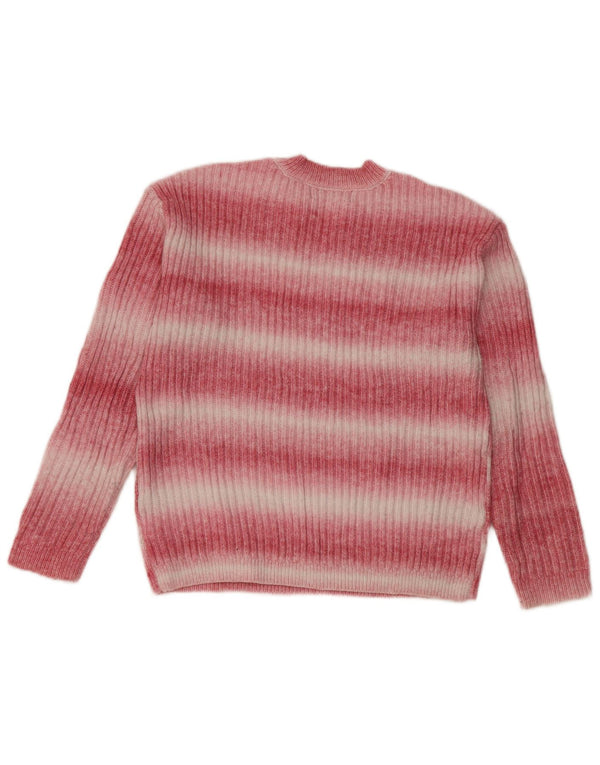 Maglione maglione girocollo da donna Marks & Spencer UK 10 piccolo a righe rosa