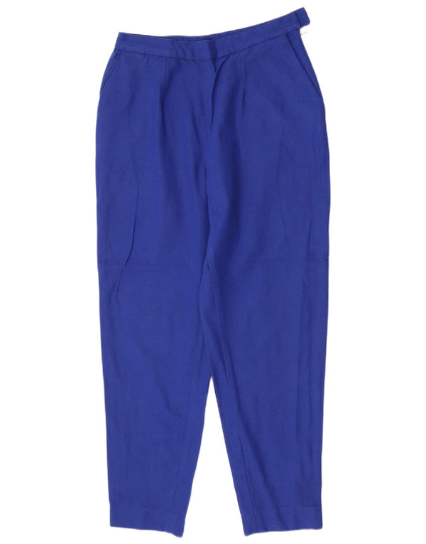 Pantaloni da abito vintage affusolati a vita alta da donna IT 46 Large W28 L28 Blu