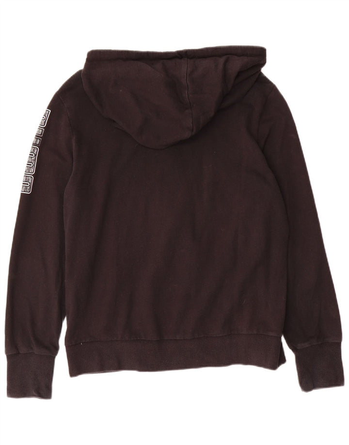 Felpa con cappuccio e zip grafica PUMA da donna UK 14 cotone nero medio