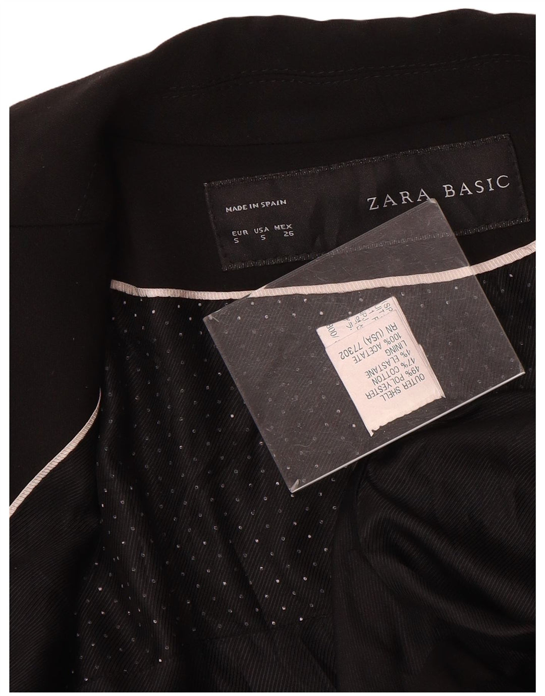 Giacca blazer a 1 bottone da donna Zara UK 10 piccola in poliestere nero