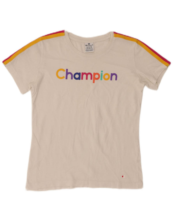 T-shirt grafica da donna Champion Top UK 12 Medium White Colourblock