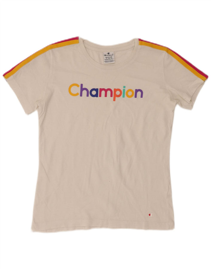T-shirt grafica da donna Champion Top UK 12 Medium White Colourblock