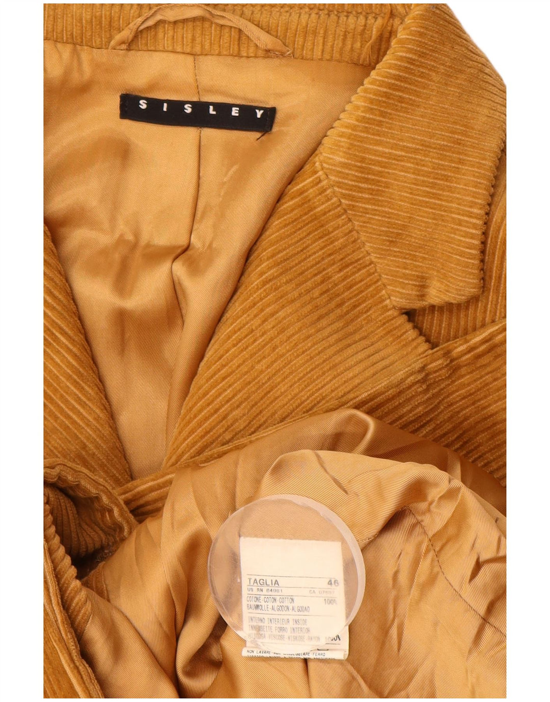 Giacca blazer in velluto a coste a 3 bottoni da uomo Sisley UK 46 3XL cotone marrone