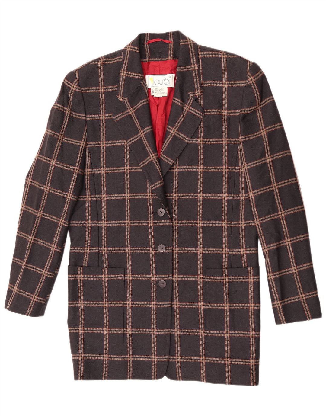 Giacca blazer a 3 bottoni lunga da donna Laurel EU 40 scozzese marrone medio