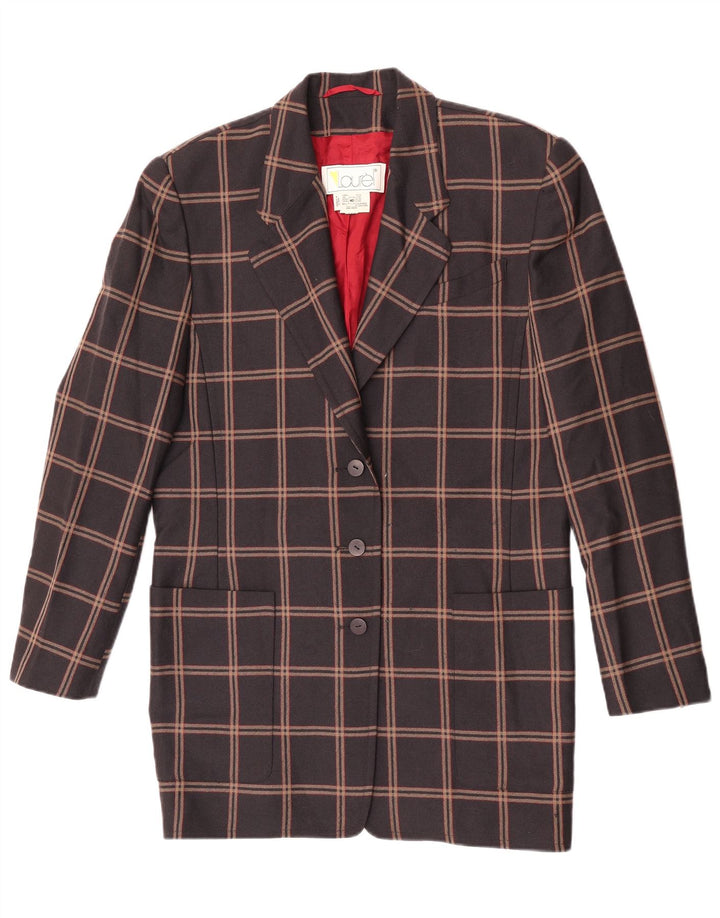Giacca blazer a 3 bottoni lunga da donna Laurel EU 40 scozzese marrone medio