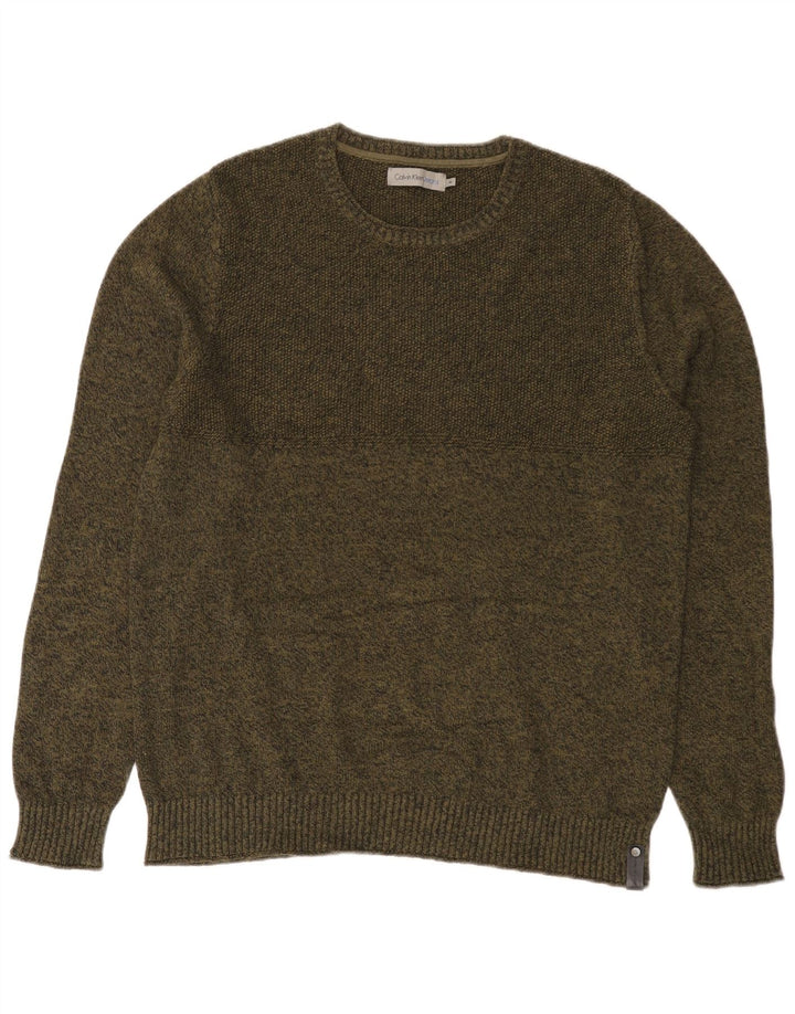 Maglione maglione girocollo da uomo Calvin Klein Jeans in cotone verde medio