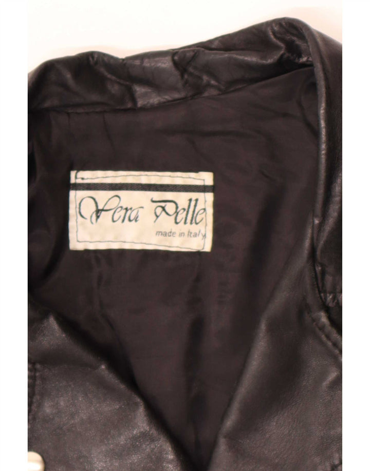 Giacca da motociclista in pelle vintage da donna UK 12 media nera