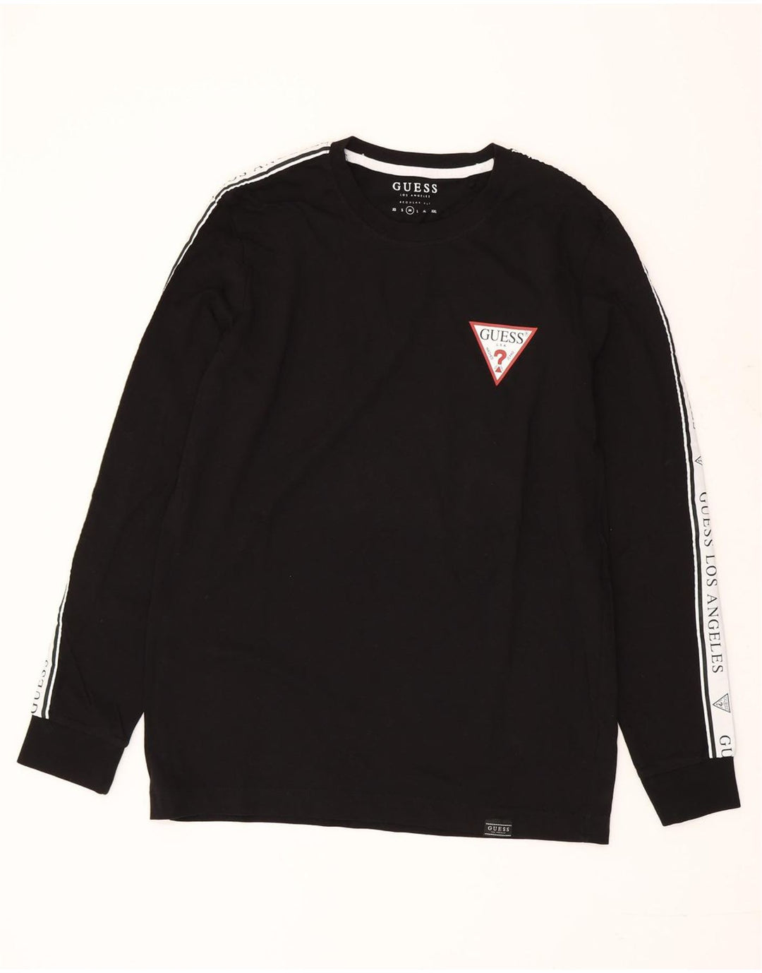GUESS Top grafico da uomo a maniche lunghe in cotone color block medio nero