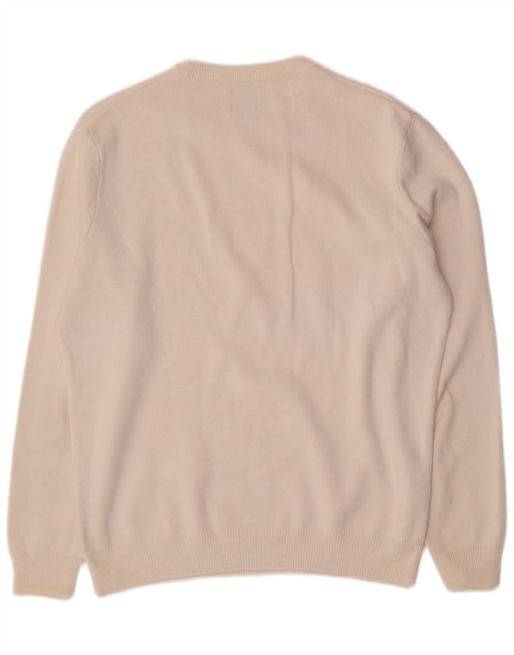 Maglione maglione girocollo da uomo Zara in cotone bianco sporco medio