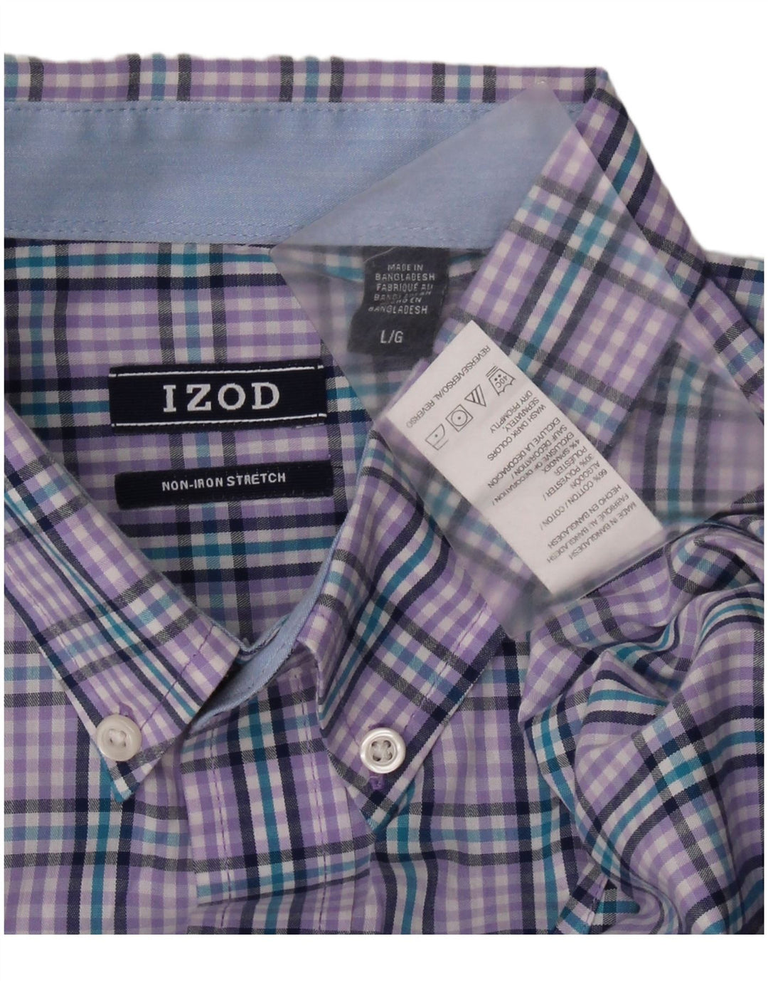 Camicia in flanella da uomo IZOD, cotone a quadri viola grande